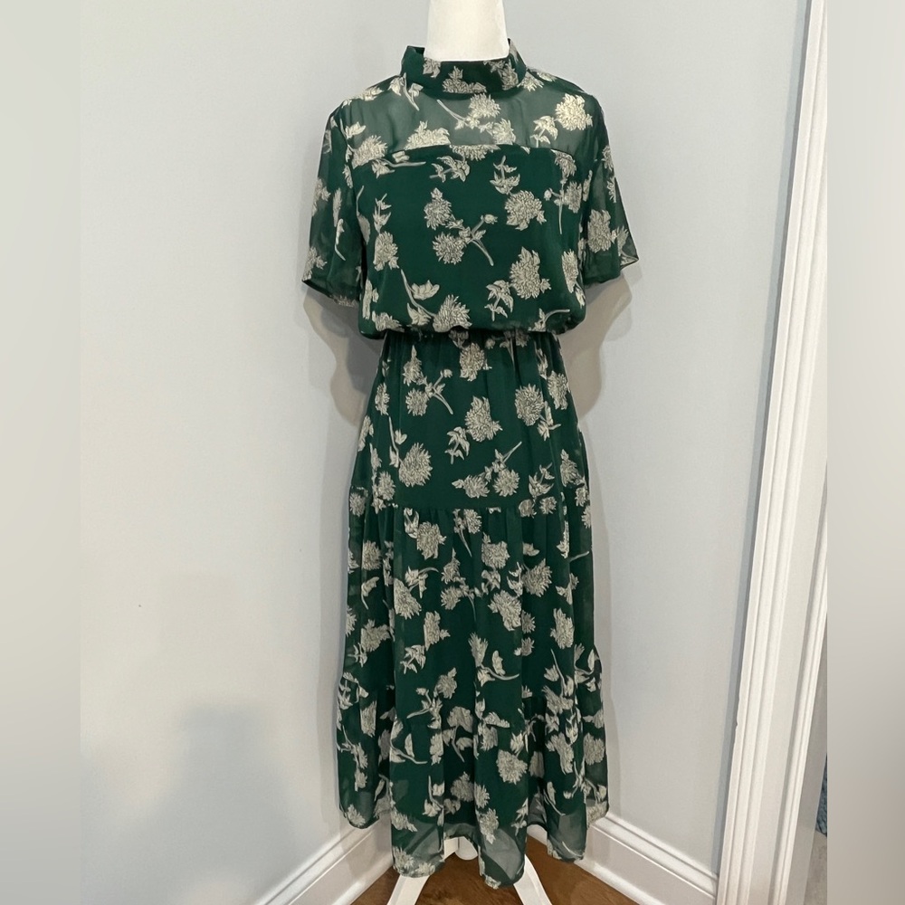 Lulu’s Floral Green Midi Dress